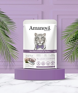 Amanova Cat Sterilised Fish & Turkey - biała ryba i indyk saszetka 85g [P12]