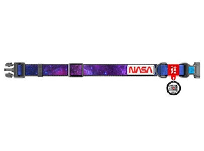 Collar WauDog Nylon Obroża nylonowa z QR-paszportem, plastikowy fastex, wzór NASA21, 15mm/25-35cm