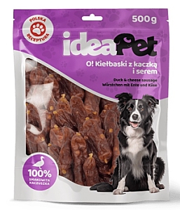 IdeaPet Kiełbaski z kaczką i serem 500g