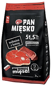 Pan Mięsko Karma sucha dla psa - wołowina i kozina chrupki M 3kg