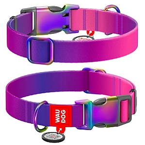 Collar WauDog Recycled Obroża nylonowa z QR-paszportem, gradient S 15mm/25-35cm fioletowy