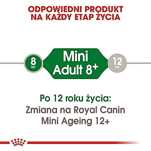 Royal Canin Mini Adult 8+ karma sucha dla psów starszych od 8 do 12 roku życia, ras małych 800g