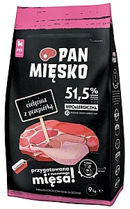 Pan Mięsko Karma sucha dla szczeniąt - cielęcina i przepiórka chrupki XS 9kg