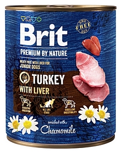 Brit Premium By Nature Turkey & Liver Junior puszka 800g