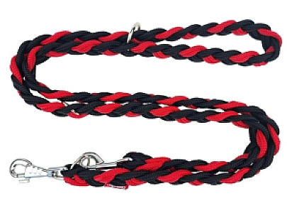 Champion Smycz Linka pleciona regulowana czarno-czerwona [LSPR (cz/r)]