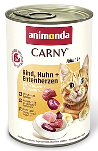 Animonda Carny Adult Wołowina, Kurczak + Kacze serca puszka 400g