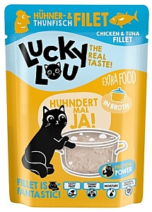 Lucky Lou Extrafood Kurczak i tuńczyk w bulionie saszetka 70g
