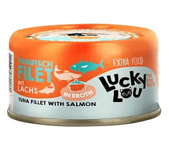 Lucky Lou Extrafood Tuńczyk & łosoś w bulionie puszka 70g