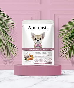 Amanova Dog Adult Tasty Salmon & Turkey - łosoś i indyk saszetka 300g [P06]