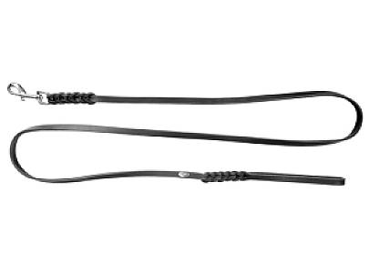 Dingo Smycz skórzana natłuszczana z zaplatanymi elementami 0,8x230cm czarna