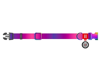 Collar WauDog Recycled Obroża nylonowa z QR-paszportem, gradient XL 25mm x 37-58cm fioletowy