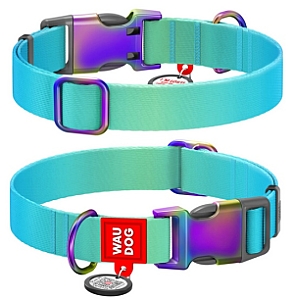 Collar WauDog Recycled Obroża nylonowa z QR-paszportem, gradient XL 25mm x 37-58cm niebieski