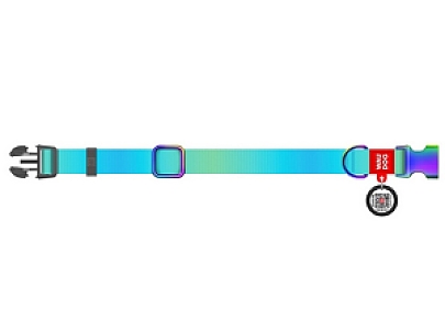 Collar WauDog Recycled Obroża nylonowa z QR-paszportem, gradient XL 25mm x 37-58cm niebieski