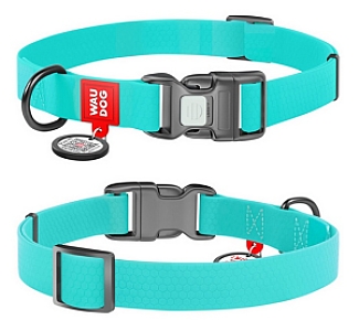 Collar WauDog Waterproof Obroża wodoodporna z QR-paszportem, akumulująca światło, plastikowy fastex, 25mm/34-49cm