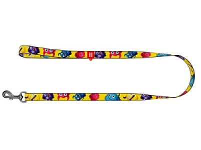 Collar WauDog Nylon Smycz nylonowa S 15mm/200cm, wzór FUTRZANE POTWORY