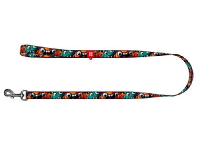 Collar WauDog Nylon Smycz nylonowa M 20mm/200cm, wzór ZĘBATE POTWORY