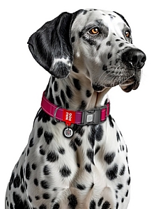 Collar WauDog Nylon Mono Obroża nylonowa odblaskowa z QR-paszportem, plastikowy fastex, S 15mm/25-35cm różowa