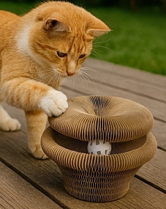 Zolux Chatouille Drapka tekturowa składana łapka z piłką i kocimiętką