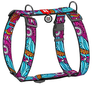 Collar WauDog Nylon Szelki nylonowe anatomiczne w kształcie litery H, z QR-paszportem, plastikowy fastex, wzór LATO, rozmiar XL 35mm