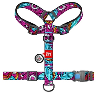 Collar WauDog Nylon Szelki nylonowe anatomiczne w kształcie litery H, z QR-paszportem, plastikowy fastex, wzór LATO, rozmiar XL 35mm