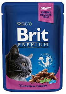 Brit Premium Cat Adult Kurczak + Indyk saszetka 100g