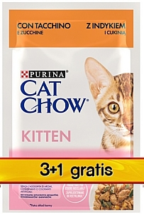 Purina Cat Chow Kitten Indyk i cukinia saszetki 3+1 GRATIS 4x85g
