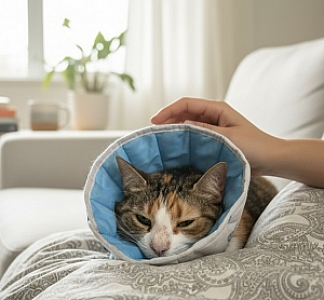 Grande Finale Kołnierz pozabiegowy z tkaniny rozmiar 0 niebieski [WET/KT/0(XS)]