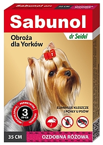 Sabunol GPI Obroża przeciw pchłom dla yorka ozdobna różowa 35cm