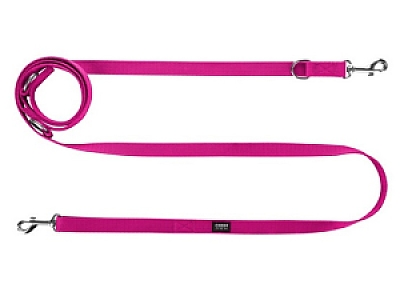 CHABA Smycz taśma regulowana gładka 10mm/260cm fuksja