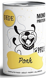 Paka Zwierzaka PEPE Pork (wieprzowina) puszka 400g