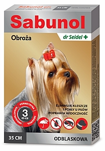 Sabunol GPI Obroża przeciw pchłom dla yorka odblaskowa 35cm