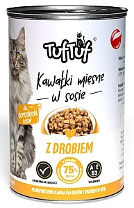 TUF TUF Kawałki mięsne z drobiem dla kota puszka 415g