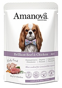 Amanova Dog Adult Brilliant Beef & Chicken - wołowina i kurczak saszetka 300g [P01]