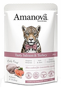 Amanova Cat Tasty Salmon & Turkey - łosoś i indyk saszetka 85g [P11]