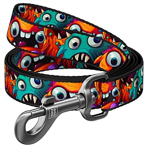 Collar WauDog Nylon Smycz nylonowa M 20mm/200cm, wzór ZĘBATE POTWORY