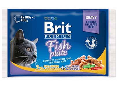Brit Premium Cat Adult Fish Plate saszetki 4x100g