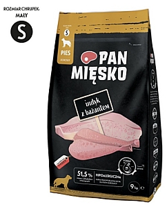 Pan Mięsko Karma sucha dla psa - indyk i bażant chrupki S 9kg