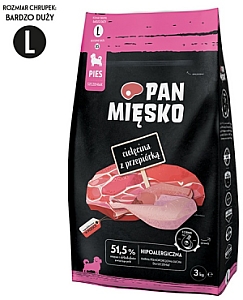 Pan Mięsko Karma sucha dla psa - dla szczeniąt cielęcina i przepiórka chrupki L 3kg