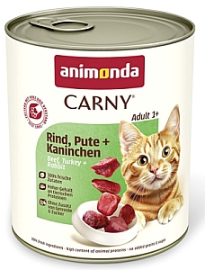 Animonda Carny Adult Wołowina, Indyk + Królik puszka 800g