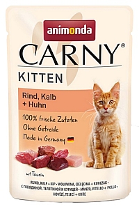Animonda Carny Kitten Wołowina, Cielęcina + Kurczak saszetka 85g