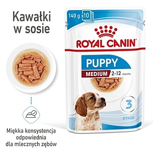 Royal Canin Medium Puppy karma mokra w sosie dla szczeniąt, od 2 do 12 miesiąca, ras średnich 140g