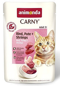 Animonda Carny Adult Wołowina, Indyk + Krewetki saszetka 85g