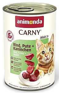 Animonda Carny Adult Wołowina, Indyk + Królik puszka 400g