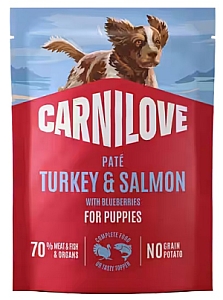 Carnilove Dog Turkey & Salmon Puppy - indyk i łosoś saszetka 300g