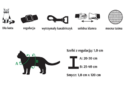 Dingo Komplet dla kota - Smycz i szelki Tropical Splash