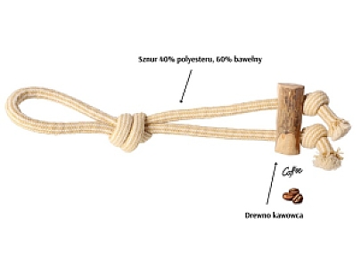 Dingo Psia-Kawka Gryzak z drewna kawowego sznurowy przeciągacz 37cm
