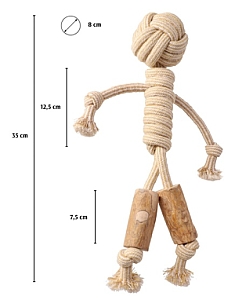 Dingo Psia-Kawka Gryzak z drewna kawowego sznurowy ludzik 35cm