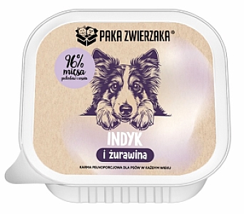 Paka Zwierzaka Indyk i żurawina tacka 150g