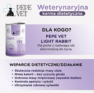 Paka Zwierzaka PEPE VET Light Rabbit puszka 400g