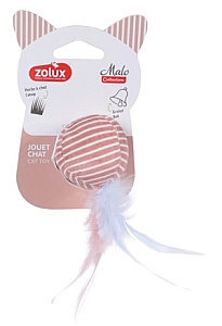 Zolux Zabawka dla kota Piłka z piórkami Malo 4cm różowa
